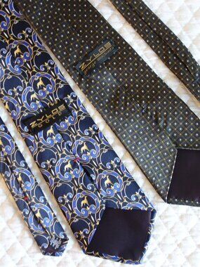 Lot of 2 ZYLOS 100% Made in Italy Silk Ties (Zylos Gold / Zylos George Machado)